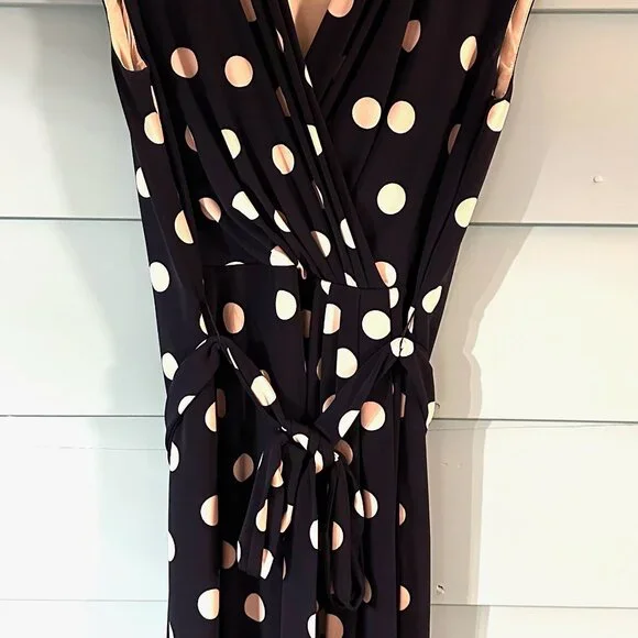 Eliza J, Size 12, Navy Blue with cream polka dots. Fully lined. - Picture 8 of 14